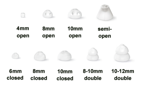 Click dome sizes