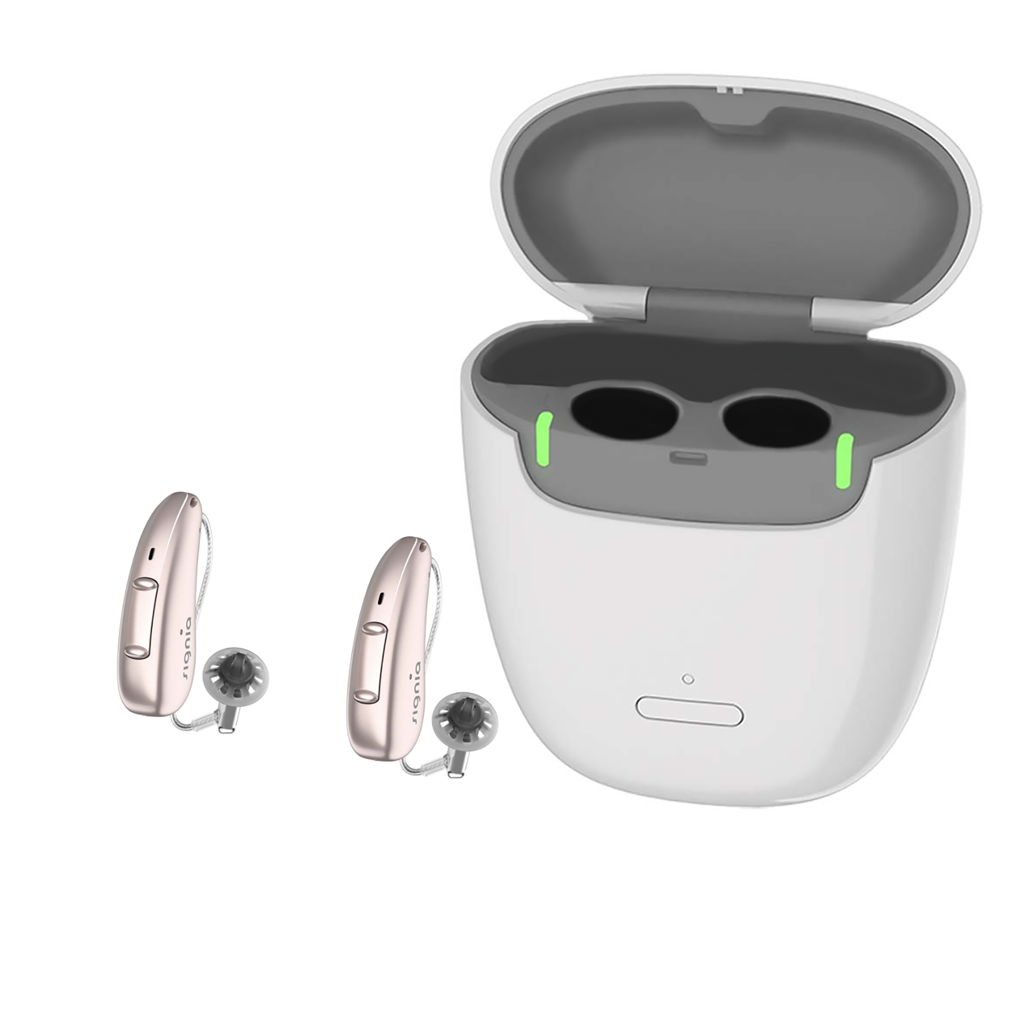 signia-cg-ax-pair-portablecharger-rose_gold Signia Charge & Go AX Rose Gold with Portable Charger