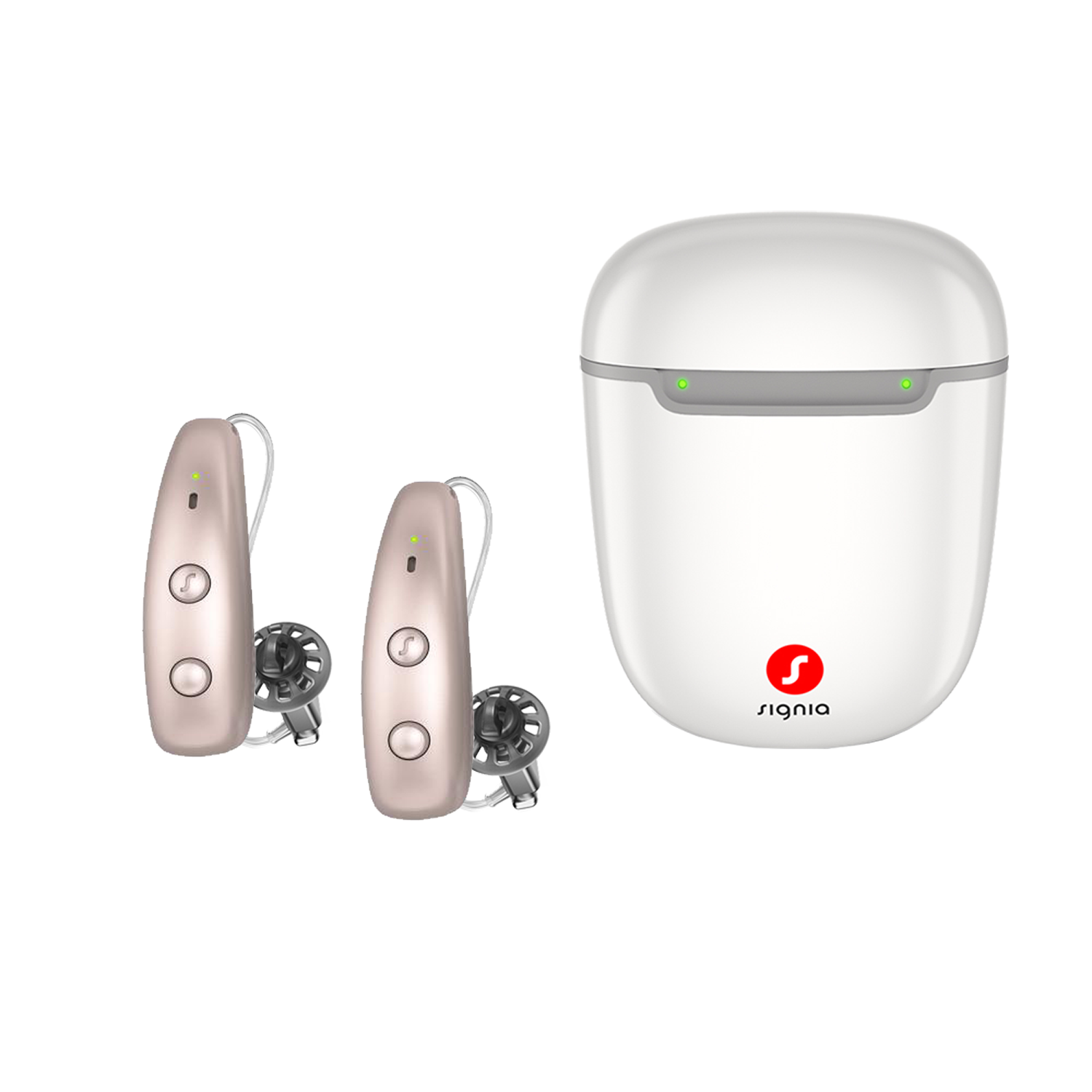 signia-pure-max-portable_charger-pair-rose_gold Signia Pure Charge&Go MaX 3 Quad-Processor AI Hearing Aids (Pair) with Portable Charging Case
