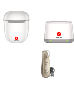 Signia Pure Charge&Go MaX 5 Quad-Processor AI Hearing Aid (Single) with Desktop Charger and Portable Charging Case